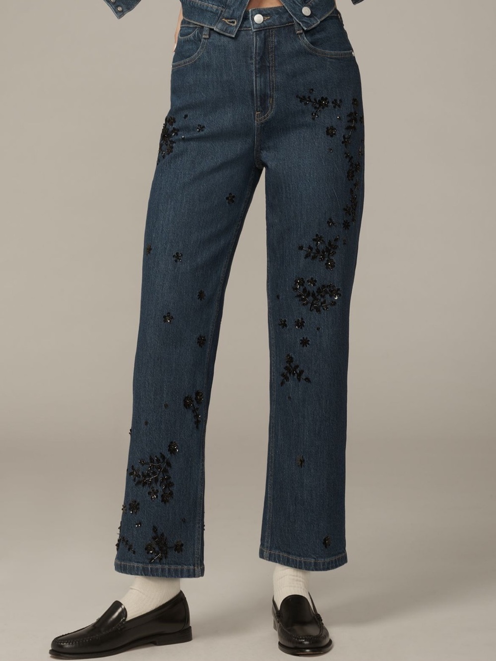 Pilcro by Anthropologie Annie High Rise straight leg jeans embellished edition